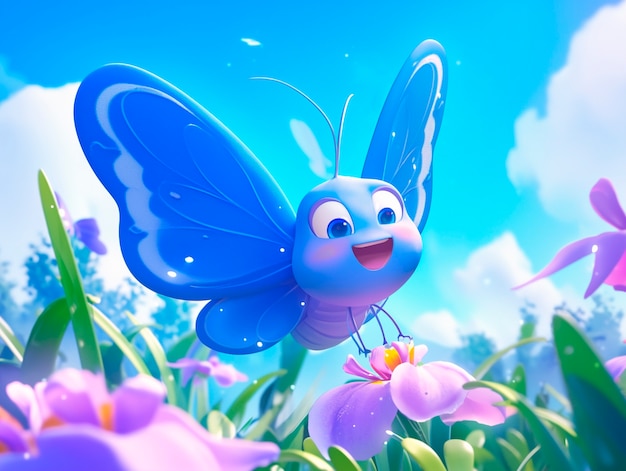 Free photo 3d cartoon butterfly illustration