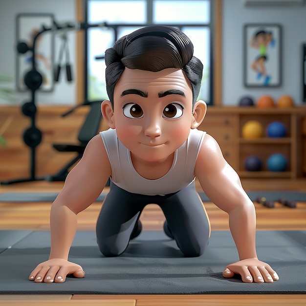 Free photo 3d cartoon fitness man