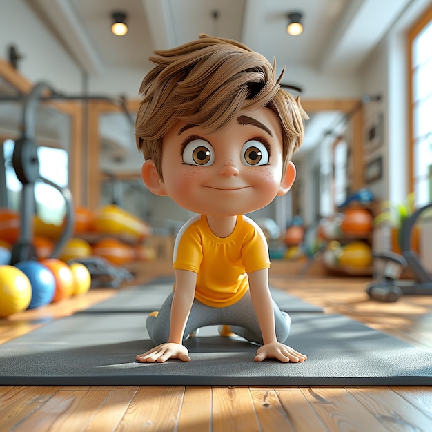 Free photo 3d cartoon fitness man