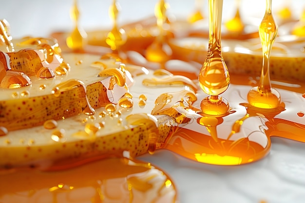 3d cartoon honey drips and splashes