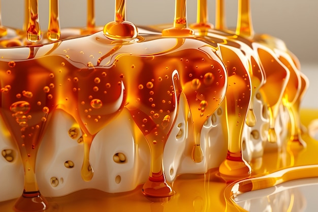 3d cartoon honey drips and splashes