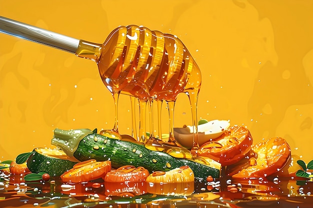 Free photo 3d cartoon honey drips and splashes