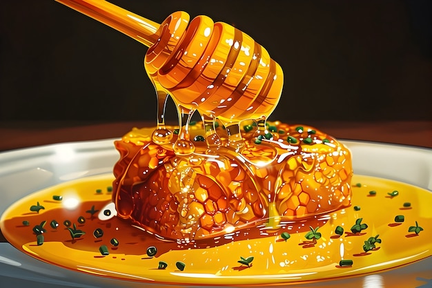 3d cartoon honey drips and splashes