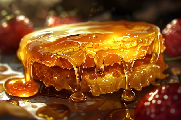 3d cartoon honey drips and splashes