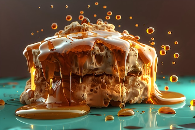 3d cartoon honey drips and splashes