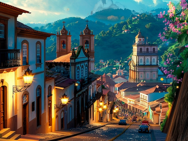 Free photo 3d cartoon latin american village scenery