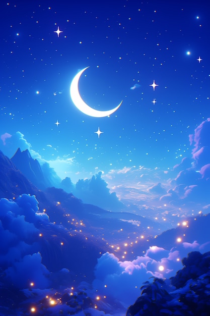 Free photo 3d cartoon night sky