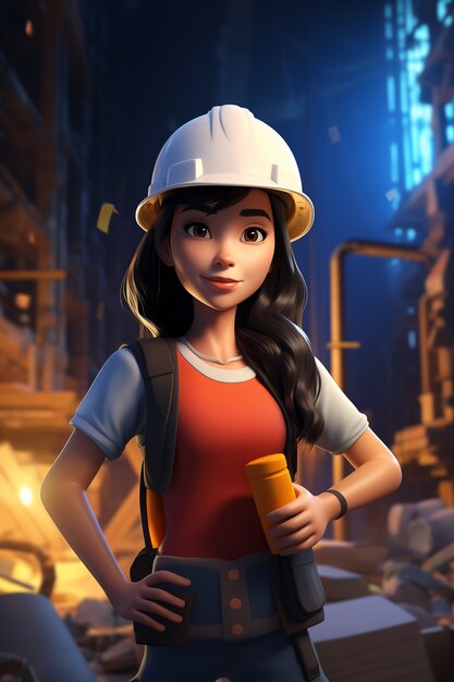 3d cartoon portrait of working woman in celebration of labour day