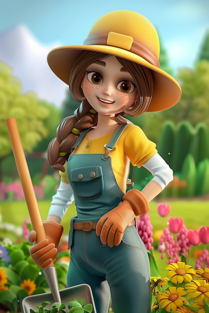 3d cartoon portrait of working woman in celebration of labour day