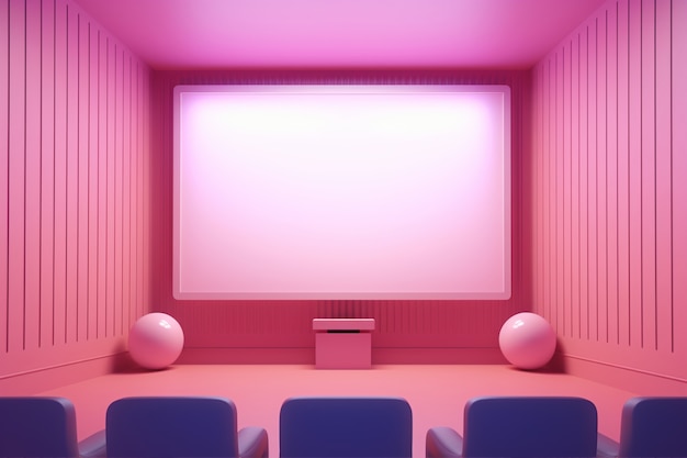 Free photo 3d cinema theatre room with seating