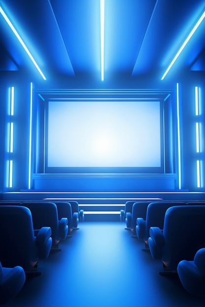 Free photo 3d cinema theatre room with seating