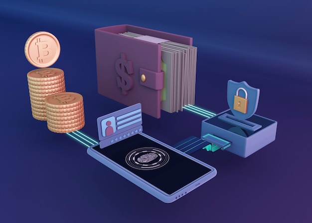 Free photo 3d cryptocurrency rendering design