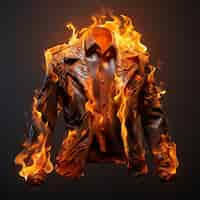 Free photo 3d jacket on fire with flames