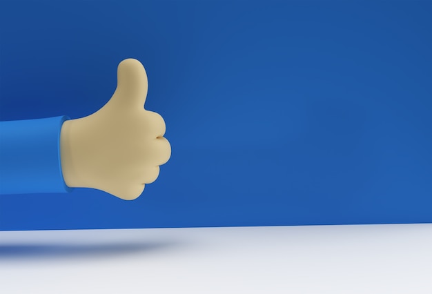 Foto gratuita 3d like thumbs up design del simbolo con lo spazio del tuo testo, 3d render illustration