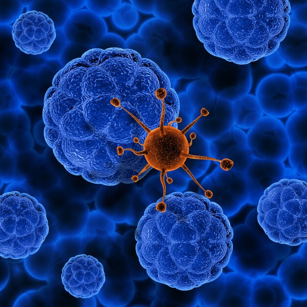 3D medical background with rogue virus cell