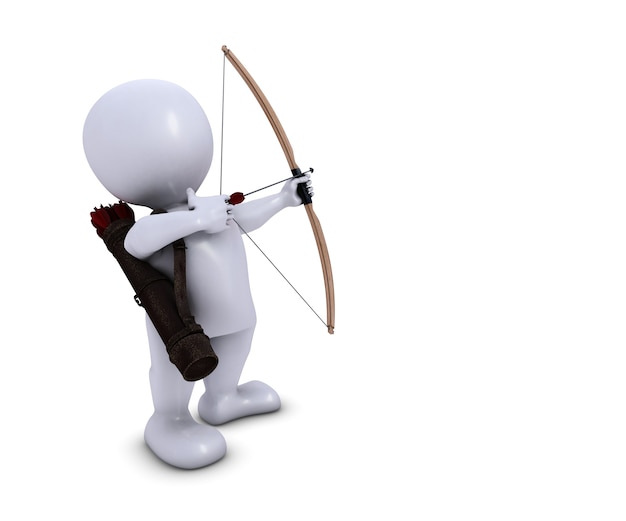 Free photo 3d morph man archer with bow and arrow