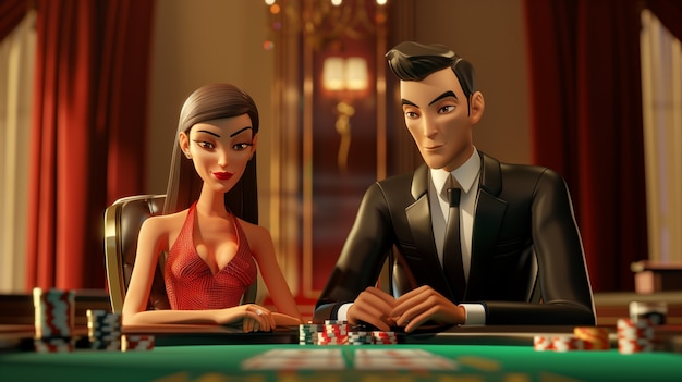 3d people playing games and gambling at a casino