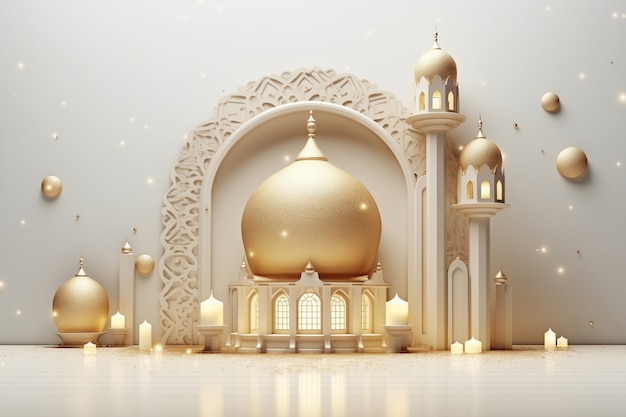 Free photo 3d ramadan celebration elements scene