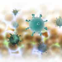 Free photo 3d render of an abstract medical background with abstract covid 19 virus cells design