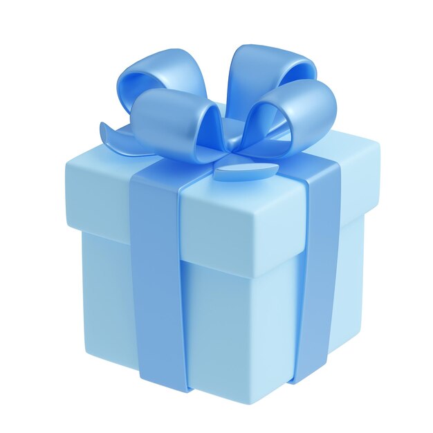 3D render blue gift box with ribbon male package