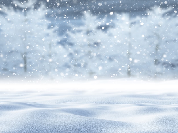 Free photo 3d render of a defocussed snowy tree landscape