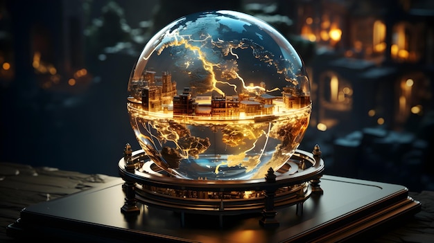 Free photo 3d render hologram of a globe background