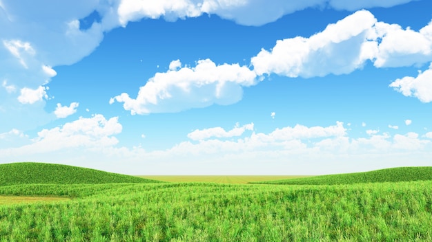 Free photo 3d render of a landscape background with grassy hills