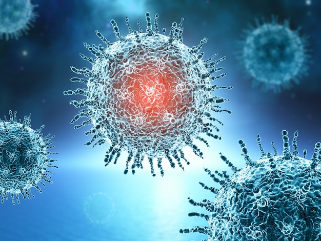 Free photo 3d render of a medical background with virus cells