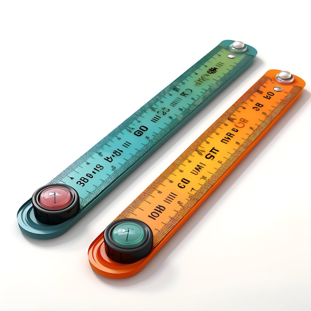 Free Photo 3d render of a set of measuring rulers on a white background