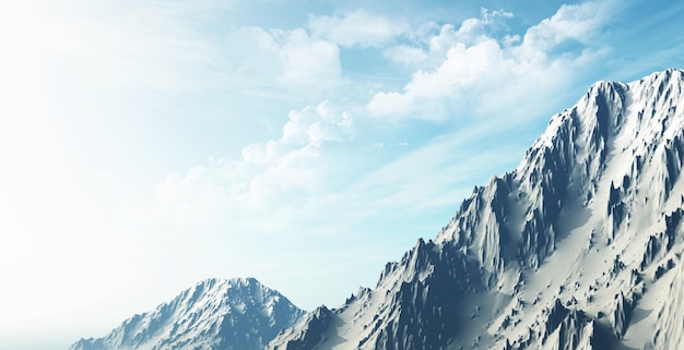 Free Photo 3d render of a snowy mountain landscape