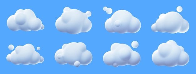 Free photo 3d render white clouds fluffy spindrift eddies