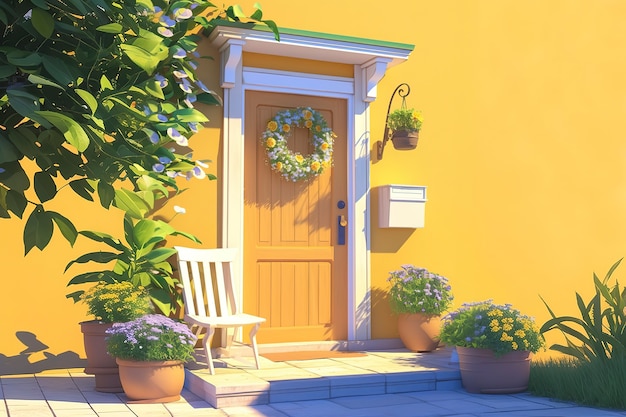 Free photo 3d rendering of cartoon welcome door