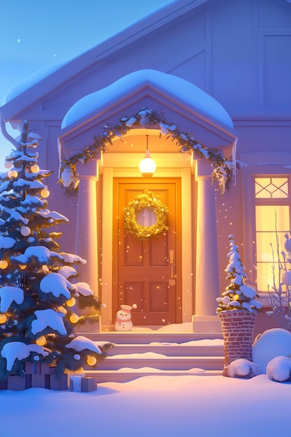 Free photo 3d rendering of cartoon welcome door