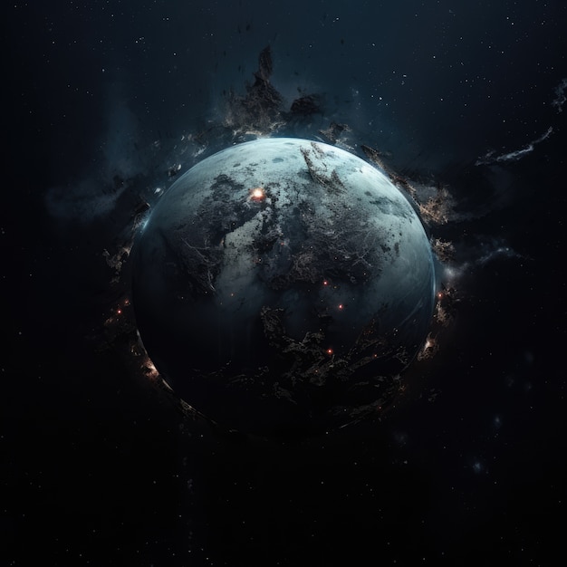 Free photo 3d rendering of dark earth in space