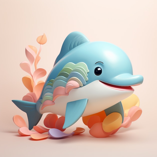 Free photo 3d rendering of dolphin swimming