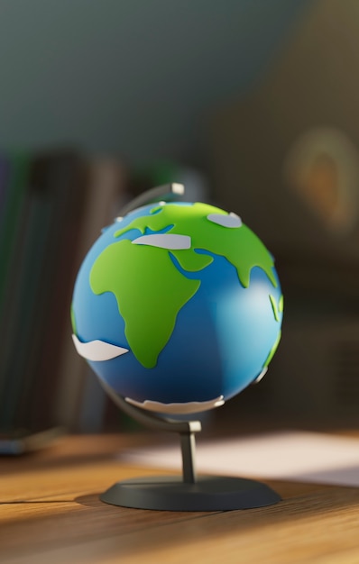Free photo 3d rendering of earth globe map