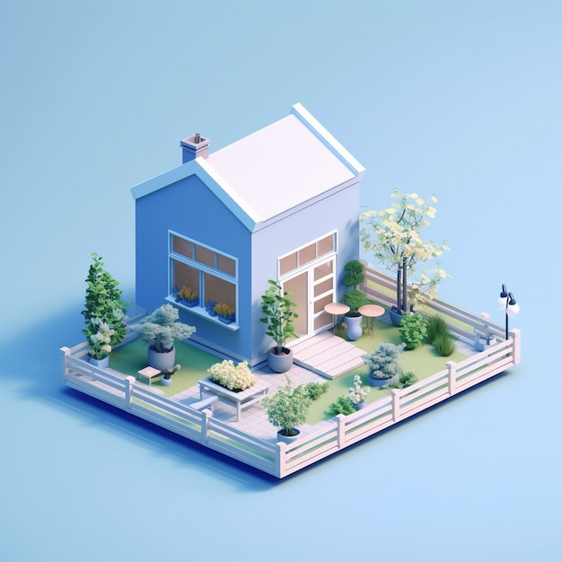 Free photo 3d rendering of isometric house