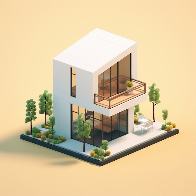 Free photo 3d rendering of isometric house