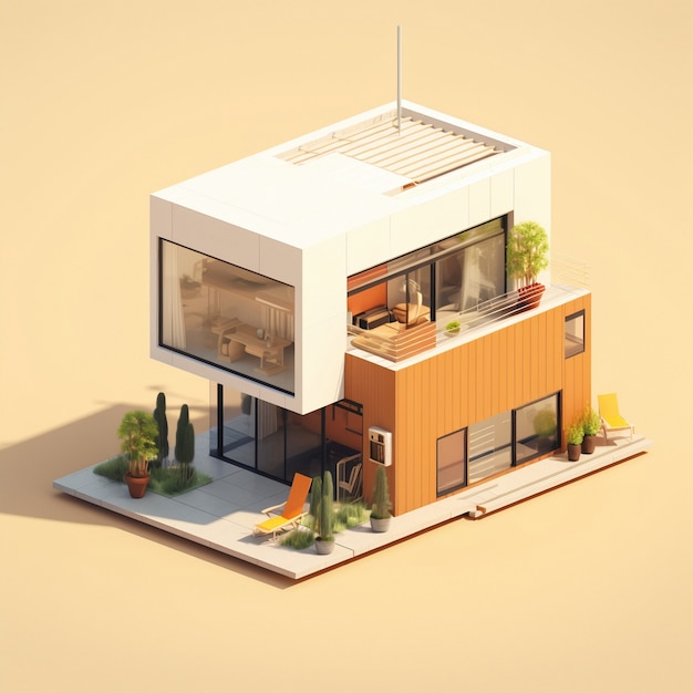 Free photo 3d rendering of isometric house