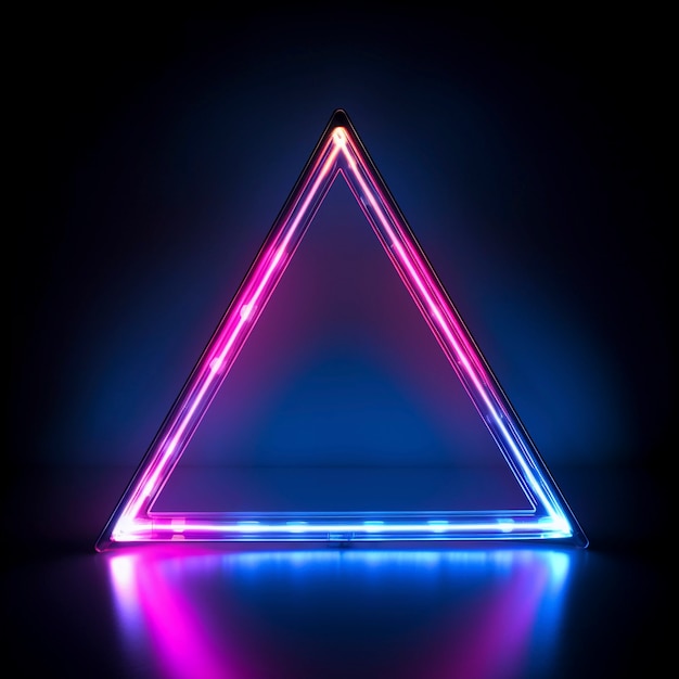 Free photo 3d rendering of neon triangle