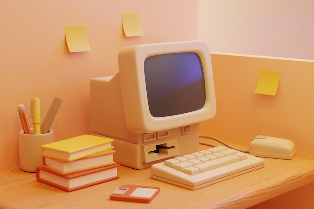 Free Photo 3d rendering of retro computer