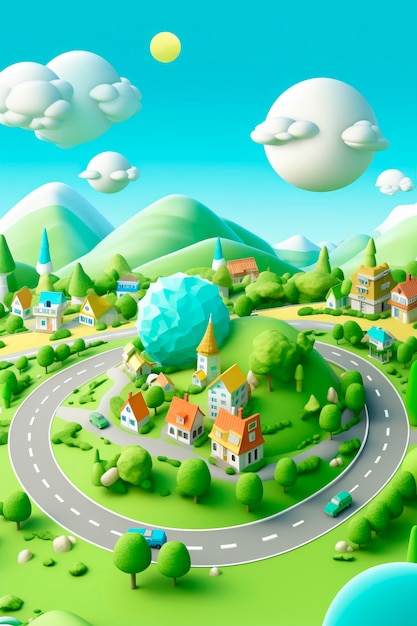 Free photo 3d rendering of road scenario