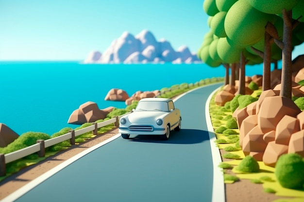 Free Photo 3d rendering of road scenario