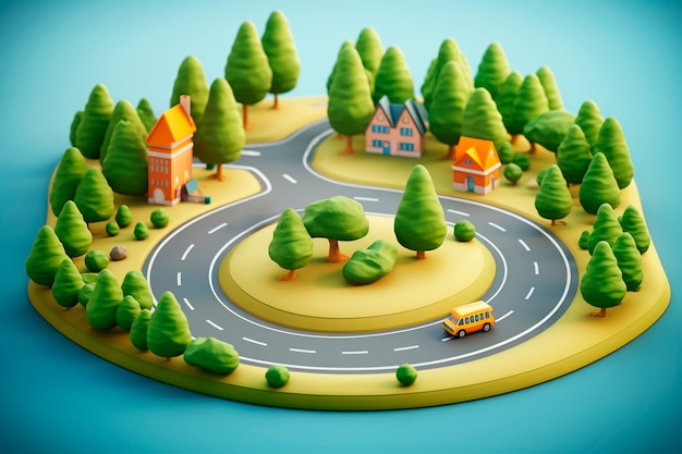 Free photo 3d rendering of road scenario