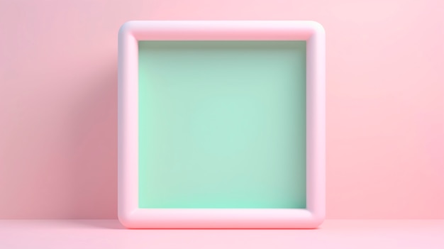 Free photo 3d rendering of square shape on pink background