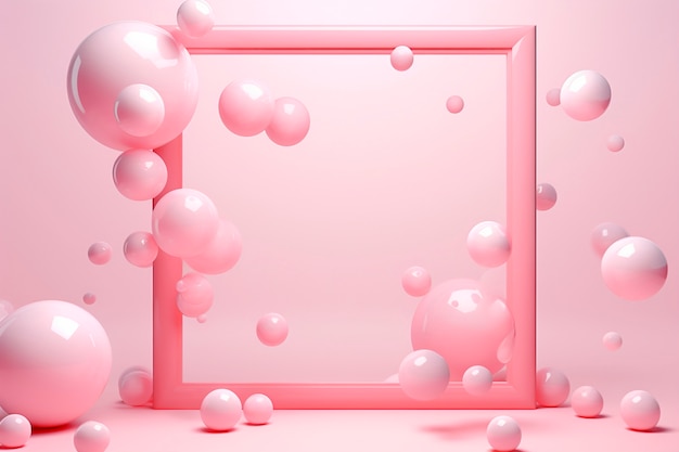 Free photo 3d rendering of square shape on pink background