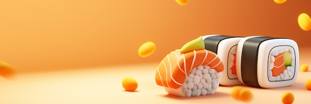 Free Photo 3d rendering of sushi