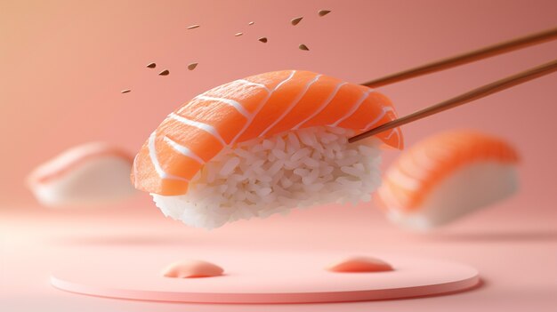 Free Photo 3d rendering of sushi