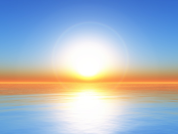 Free photo 3d sunset ocean landscape