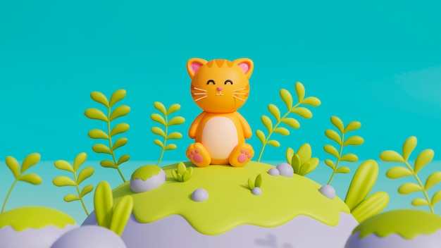 Free photo 3d view of adorable pet cat